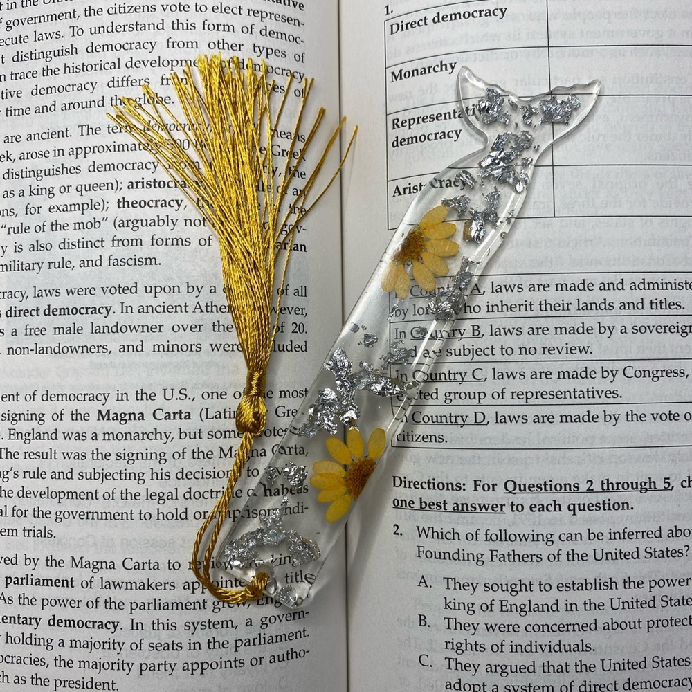 Mermaid tail Resin flower bookmark